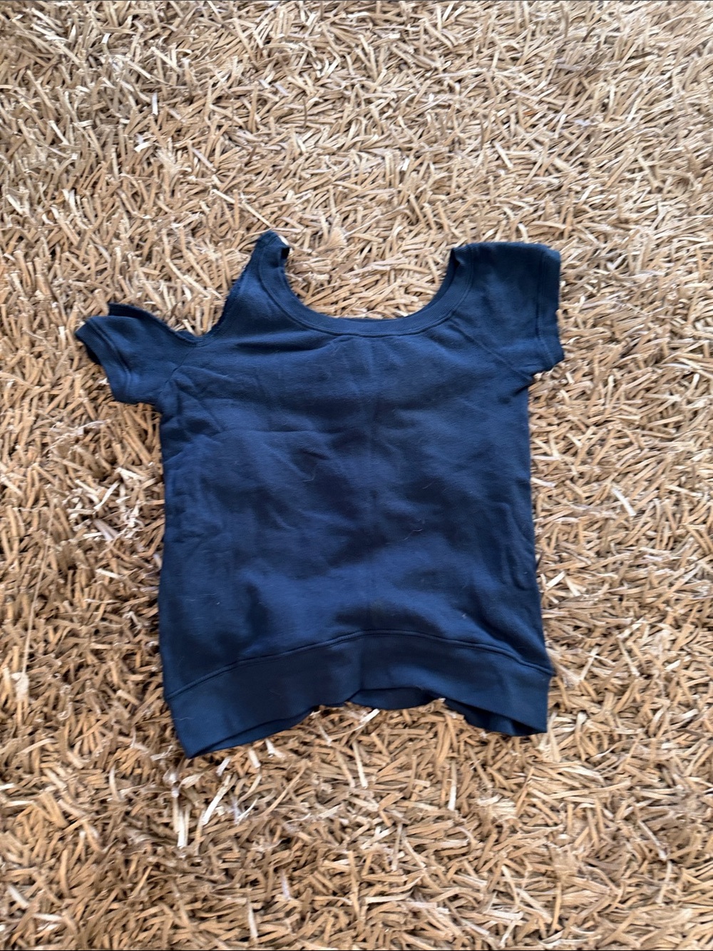 Pam & Gela Navy Scoop Neck Short Sleeve Top